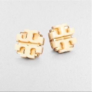 Tory Burch Gold Large T Logo Stud Earrings